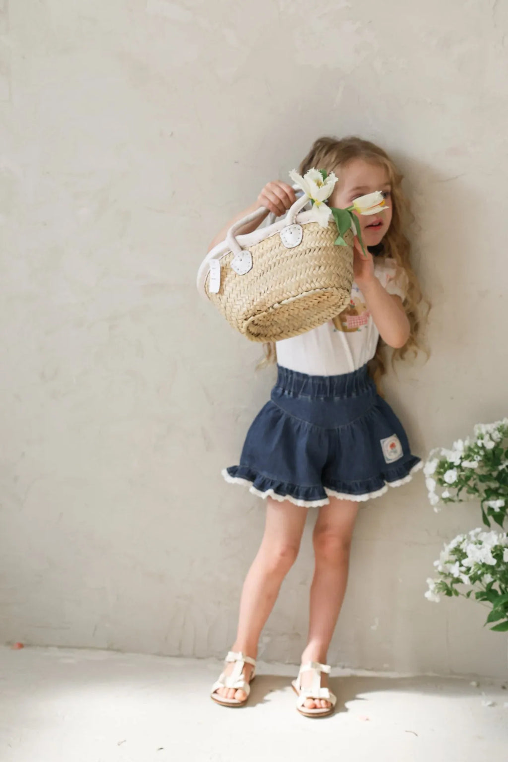 2026 flo Summer - 蕾絲荷葉邊牛仔短褲 2色 (80-135cm)