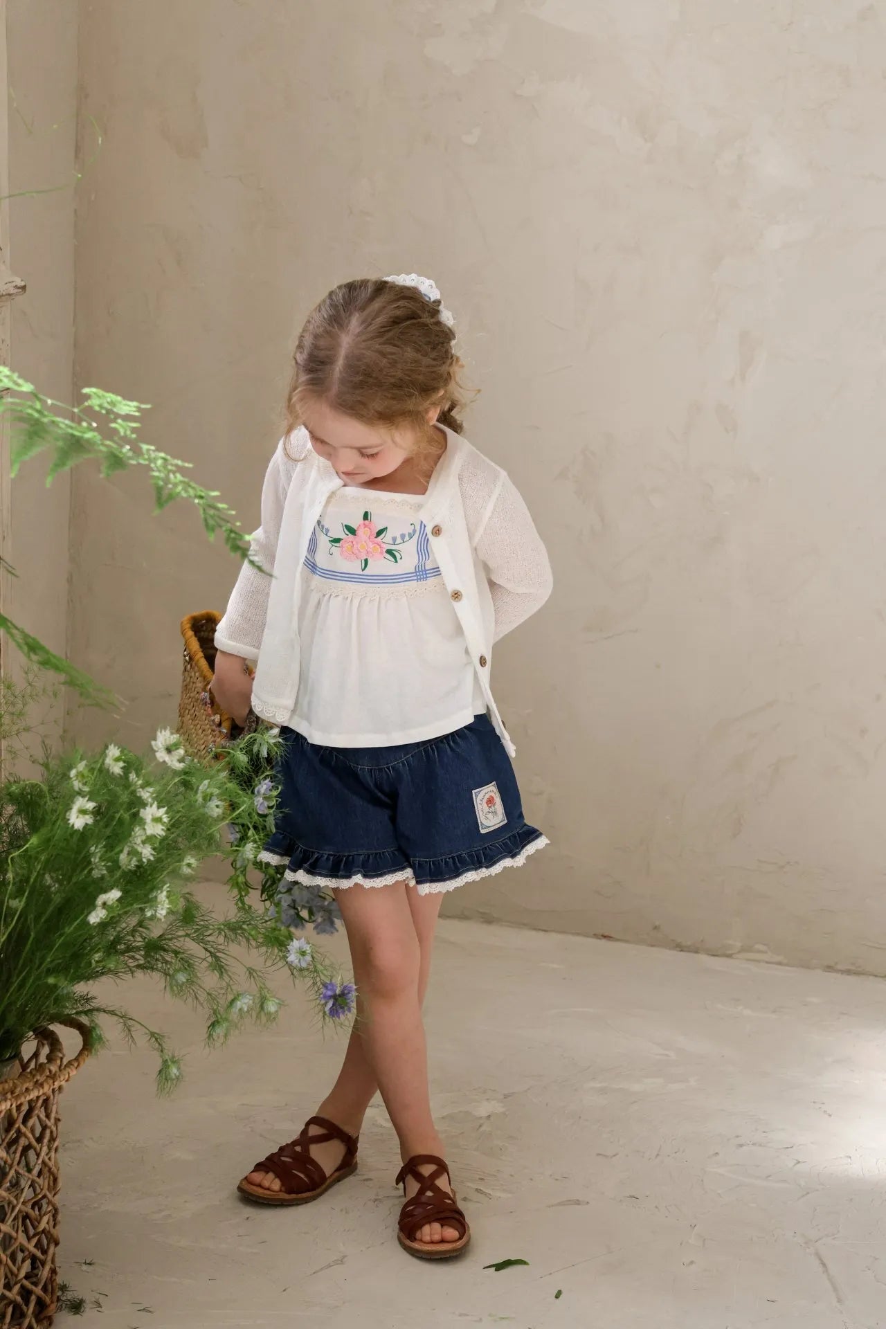 2026 flo Summer - 蕾絲荷葉邊牛仔短褲 2色 (80-135cm)