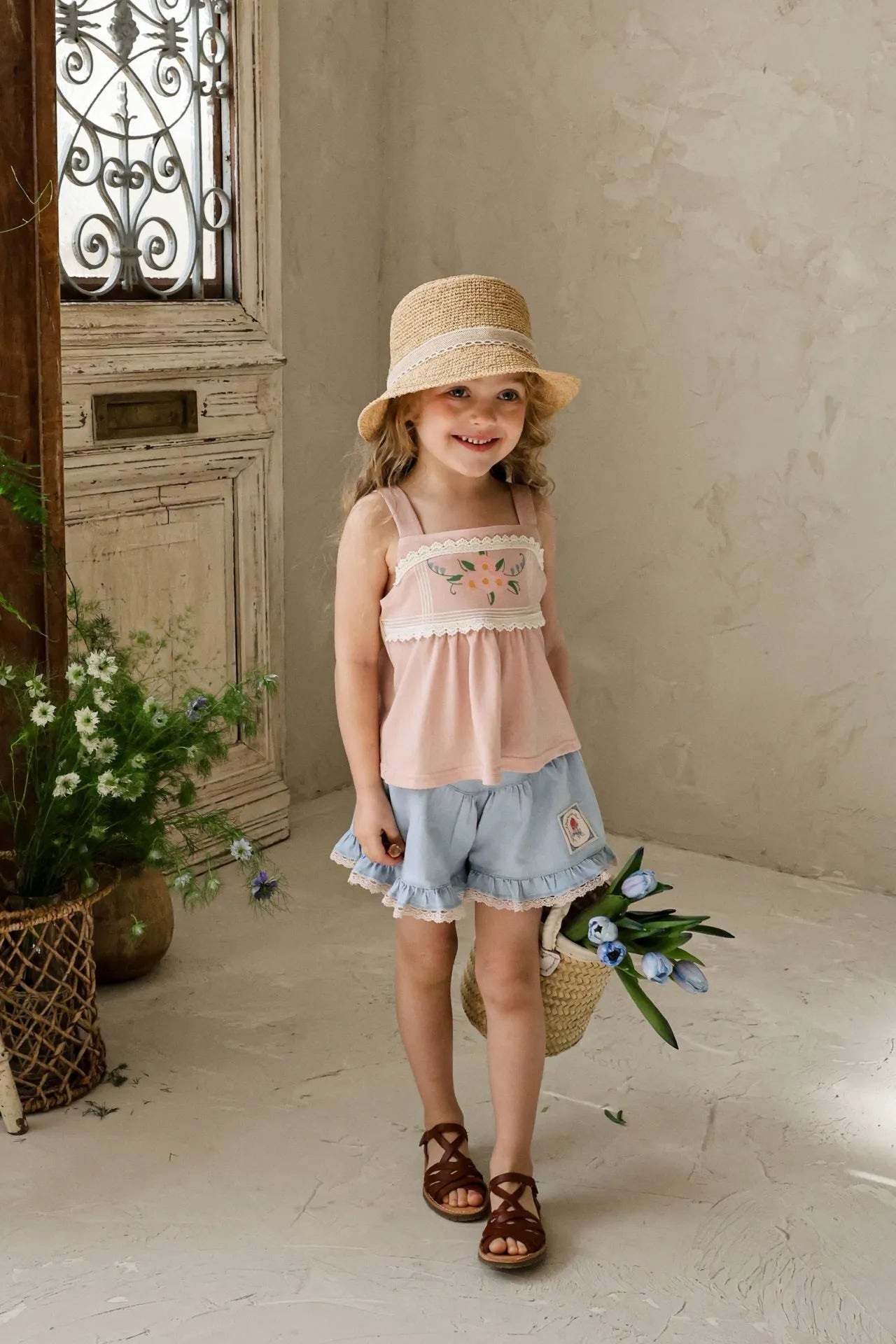 2026 flo Summer - 蕾絲荷葉邊牛仔短褲 2色 (80-135cm)