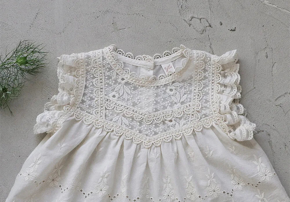 2026 flo Summer - 雕花蕾絲褶邊娃娃背心 3色 (80-135cm)