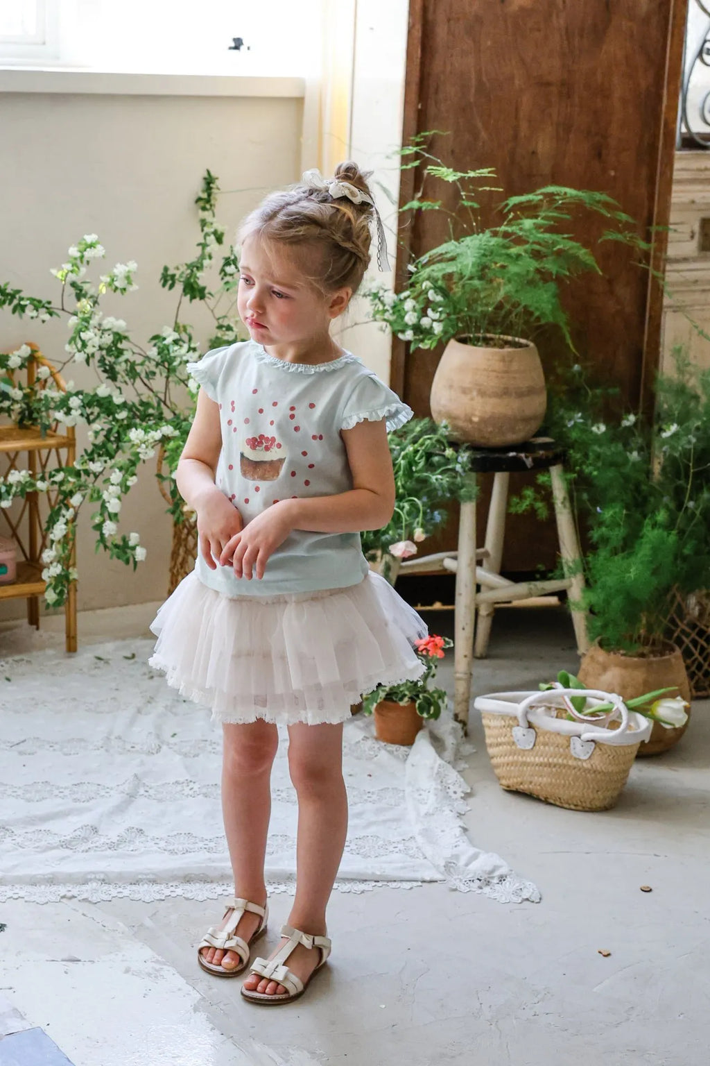 2026 flo Summer - 藍莓蛋糕荷葉邊短TEE 3色 (80-135cm)