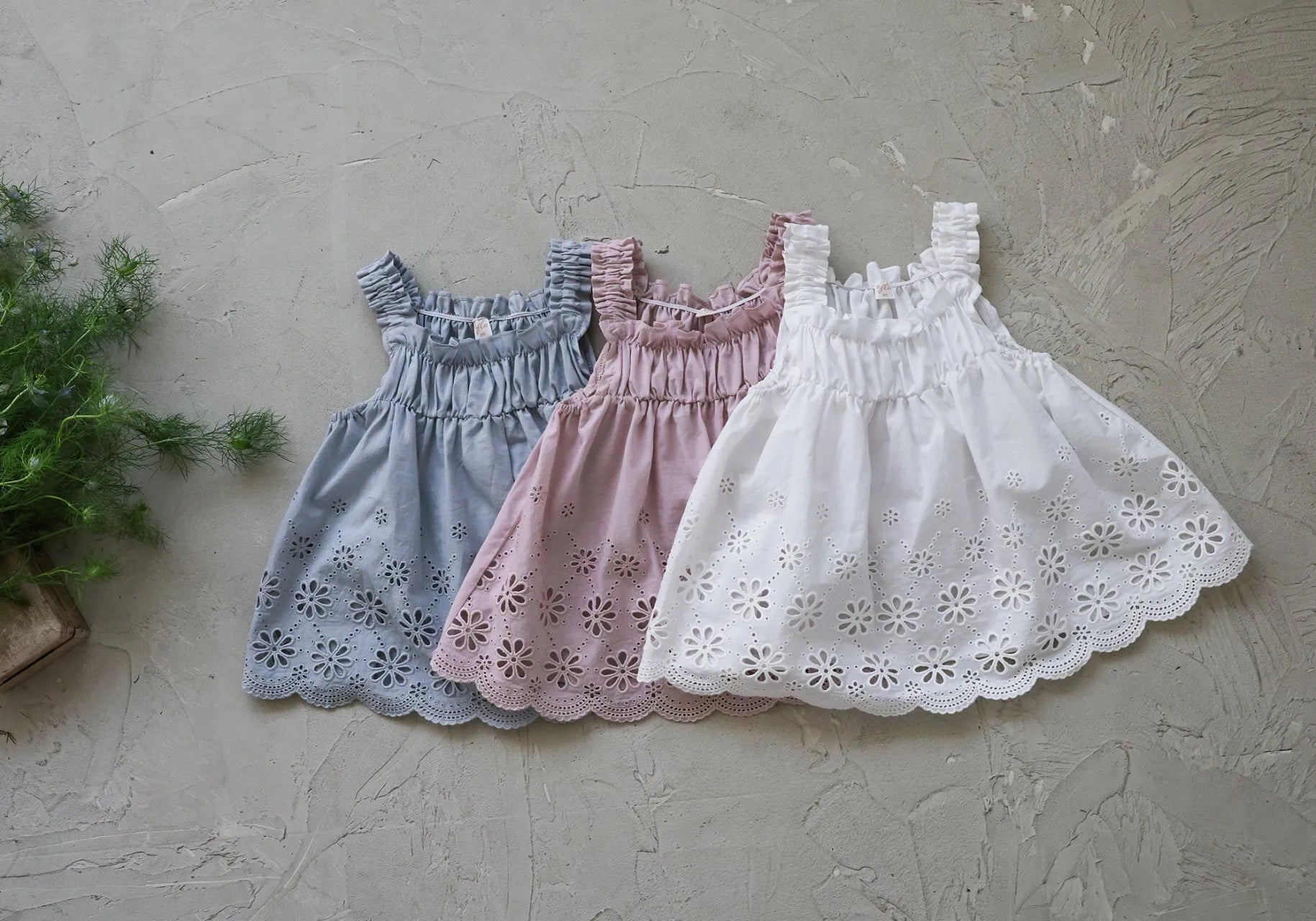 2026 flo Summer - 雕花蕾絲娃娃背心 3色 (80-135cm)