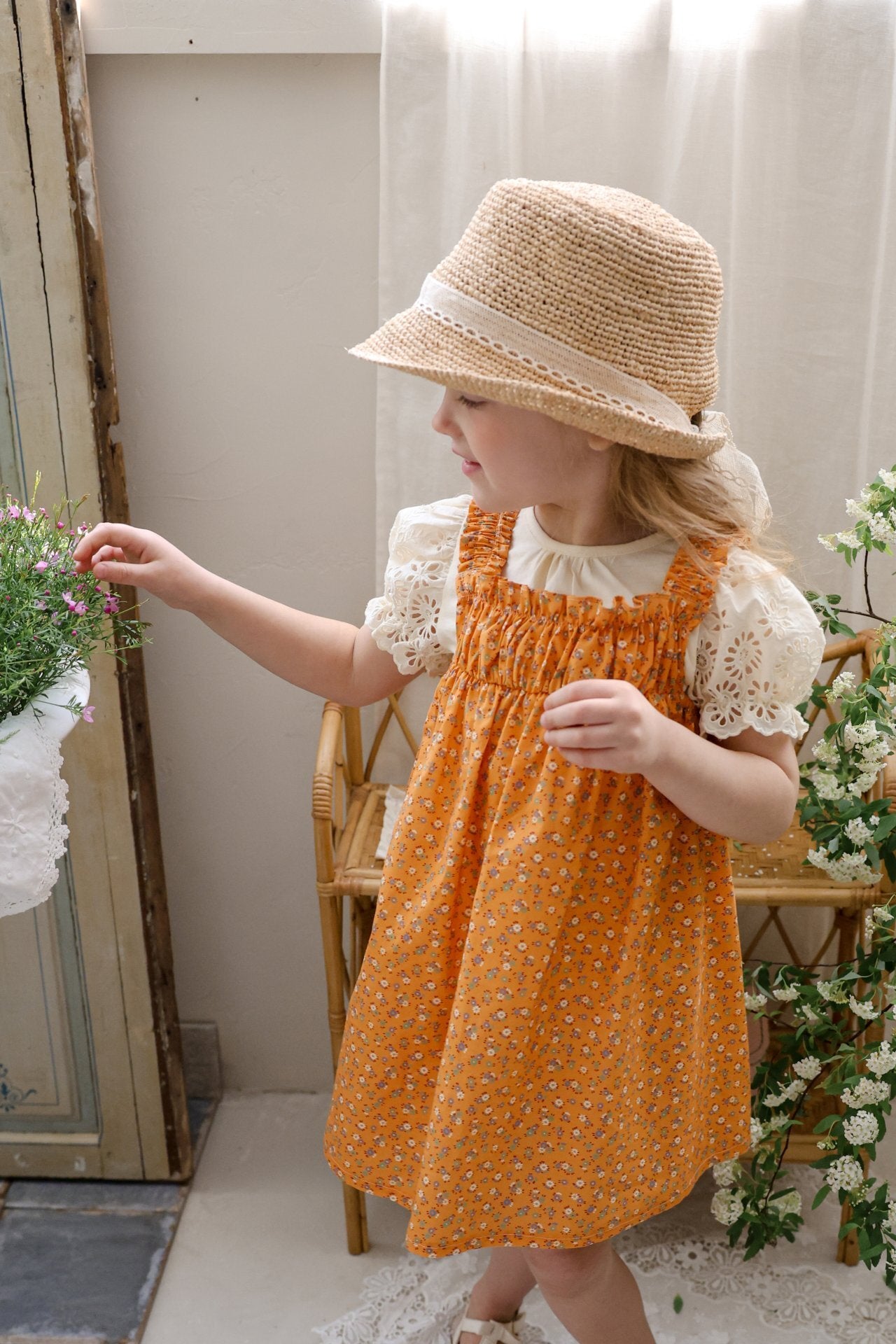 2026 flo Summer - 雕花蕾絲蓬袖短TEE 4色 (80-135cm)