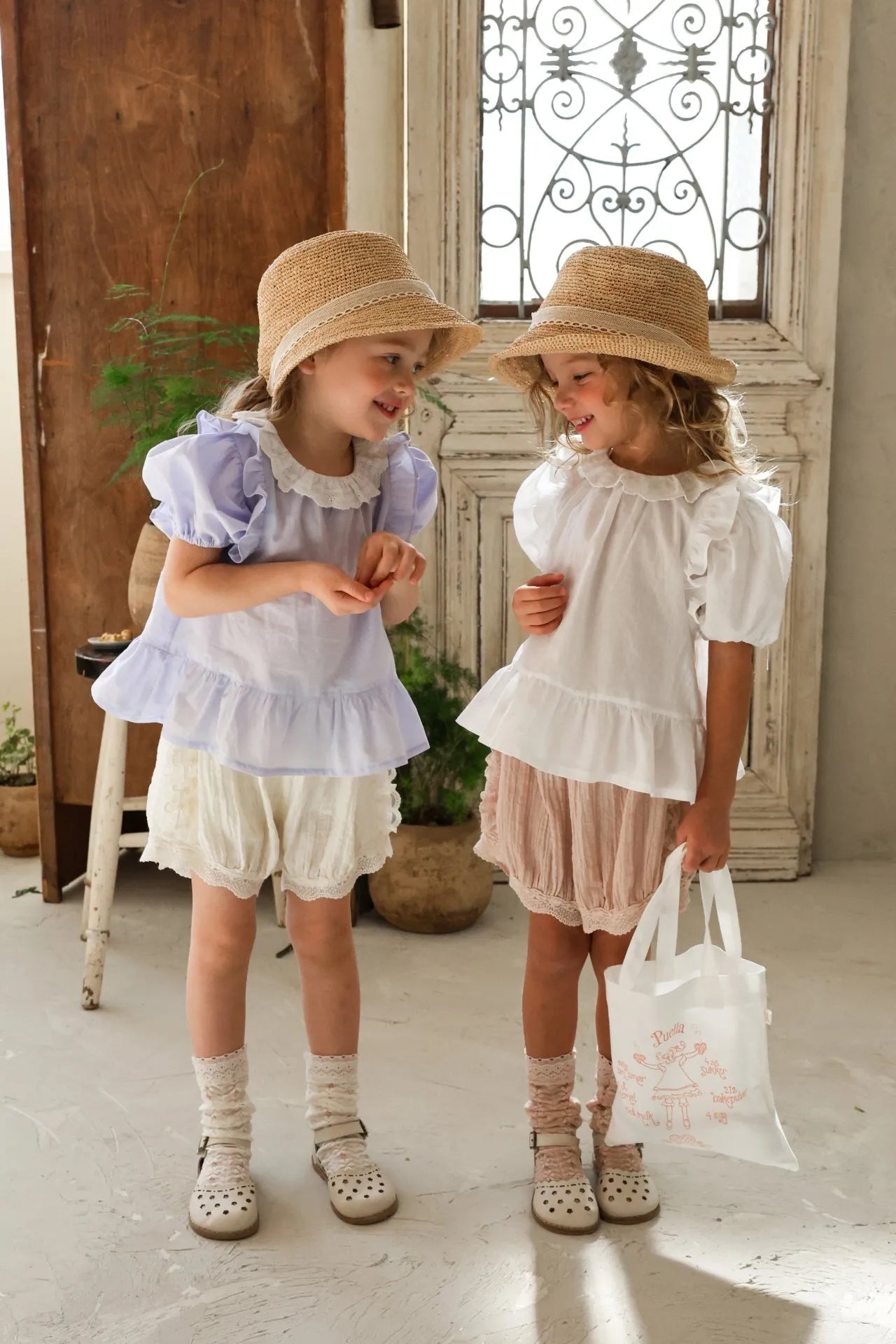 2026 flo Summer - 蕾絲荷葉邊蓬袖上衣 3色 (80-135cm)