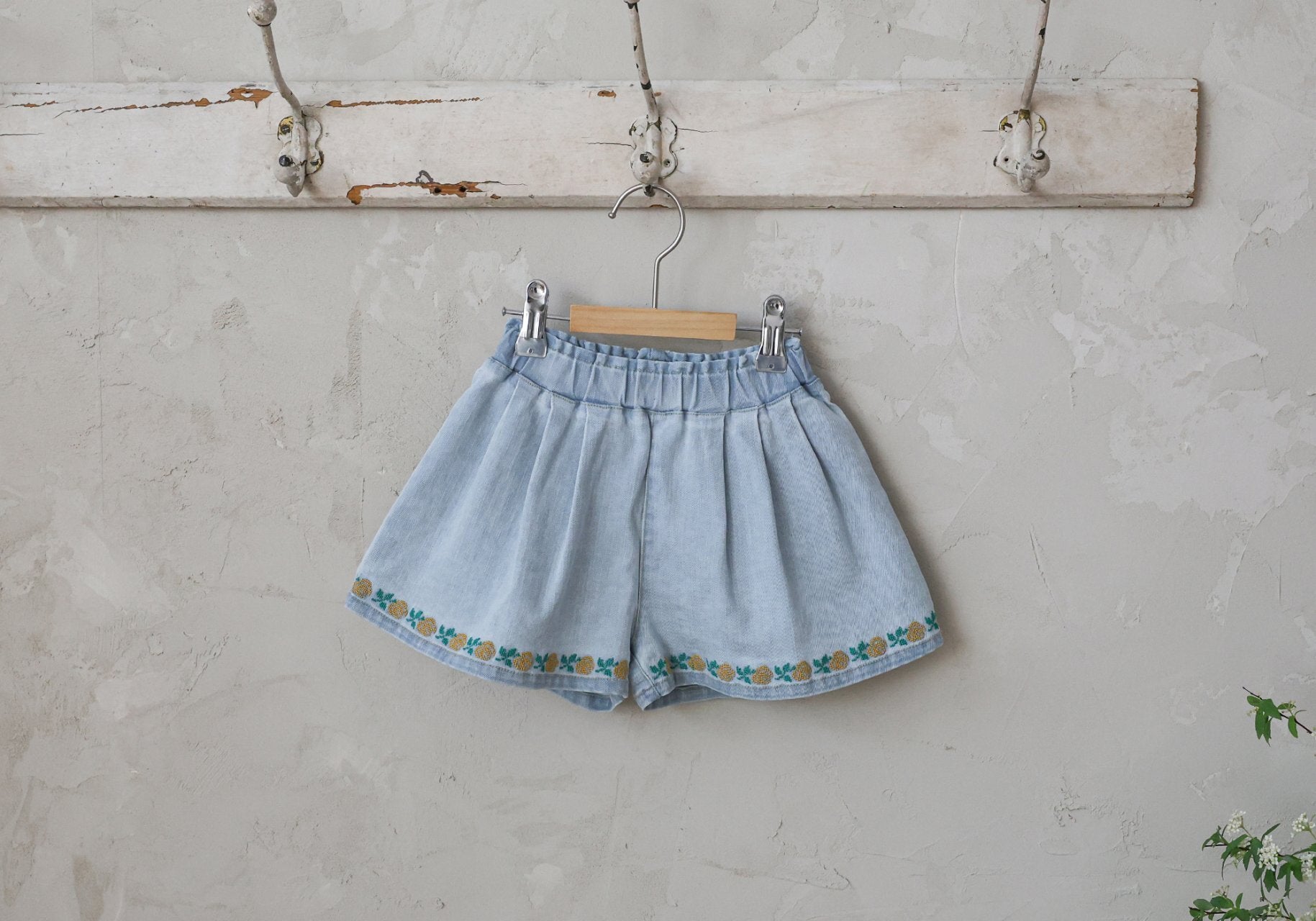 2026 flo Summer - 玫瑰刺繡牛仔短褲 2色 (80-135cm)