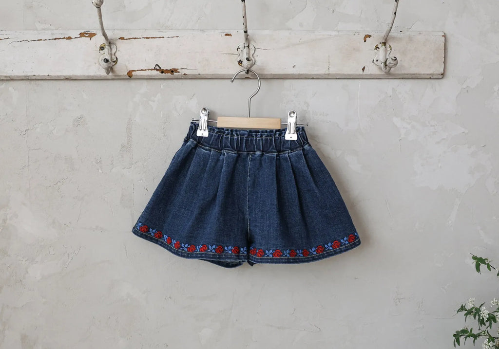 2026 flo Summer - 玫瑰刺繡牛仔短褲 2色 (80-135cm)