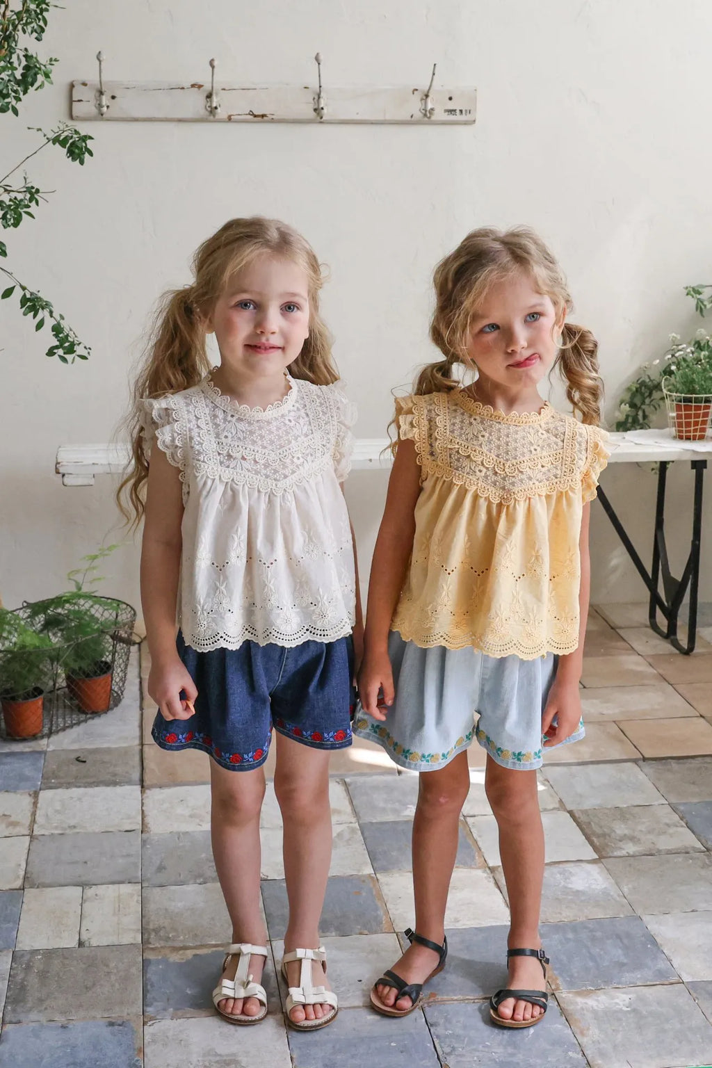 2026 flo Summer - 玫瑰刺繡牛仔短褲 2色 (80-135cm)