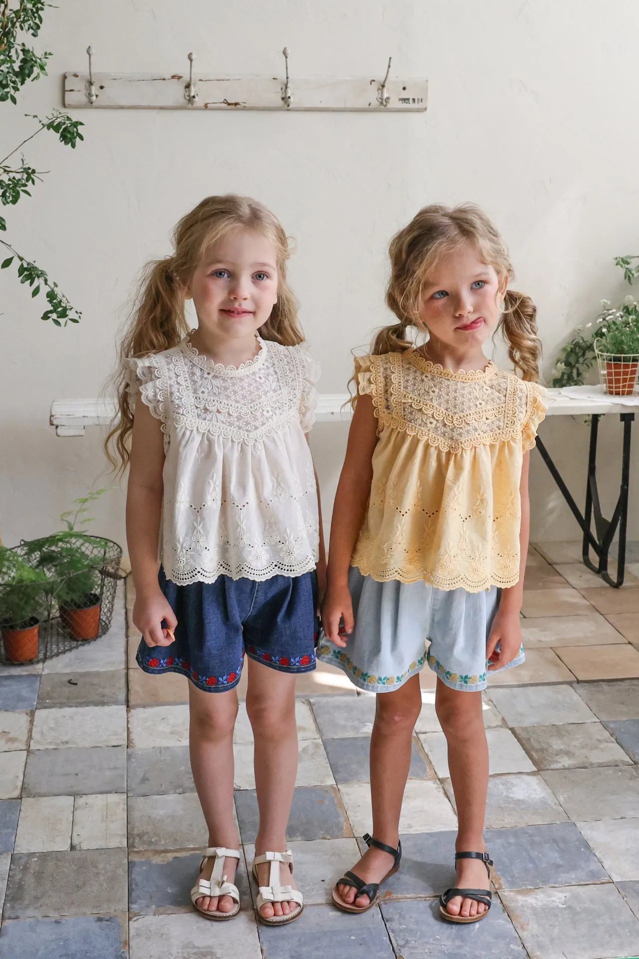 2026 flo Summer - 玫瑰刺繡牛仔短褲 2色 (80-135cm)