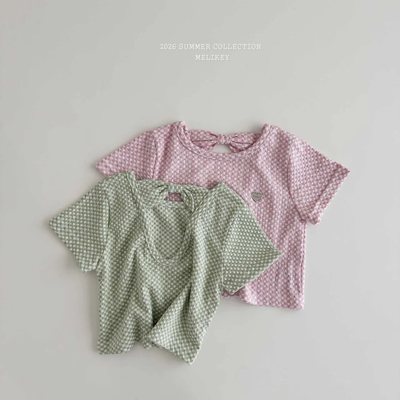 2026 Melikey Summer -愛心後簍空蝴蝶結短TEE 2色 (70-140cm)