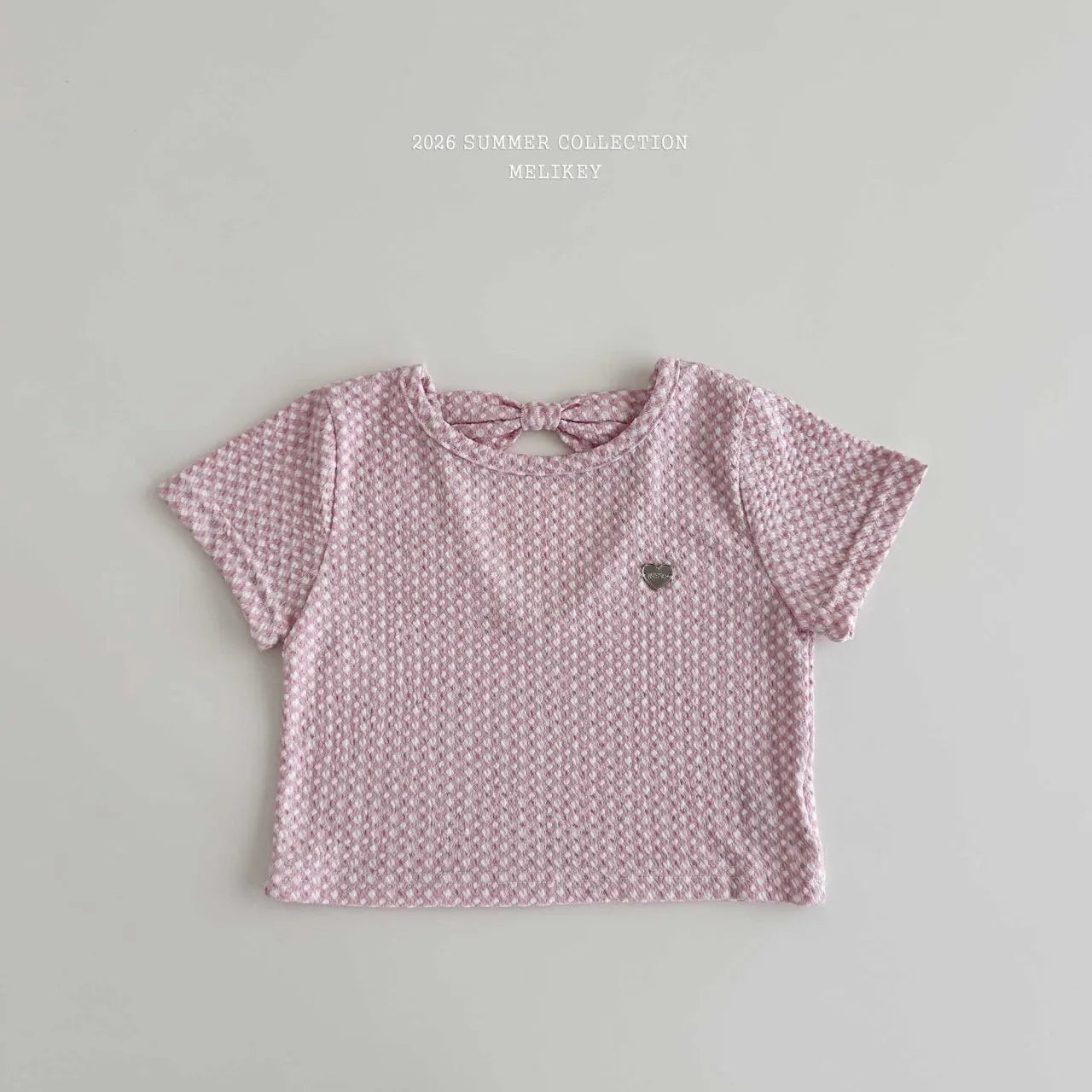 2026 Melikey Summer -愛心後簍空蝴蝶結短TEE 2色 (70-140cm)