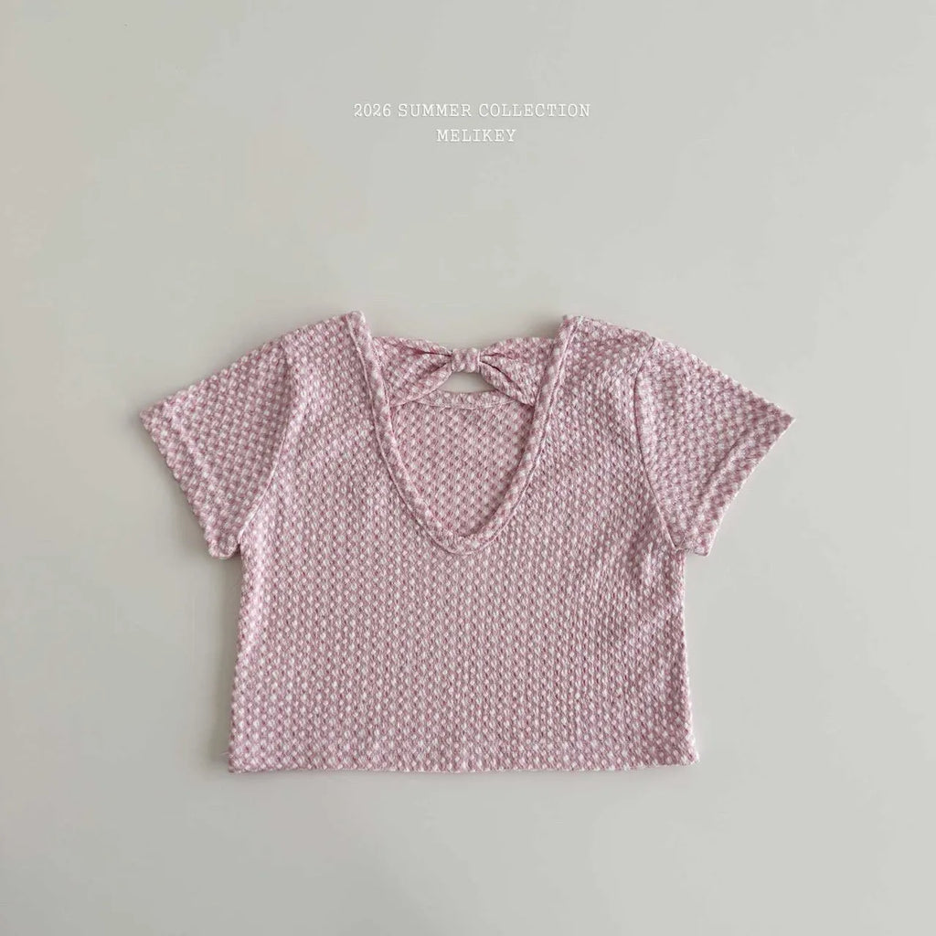 2026 Melikey Summer -愛心後簍空蝴蝶結短TEE 2色 (70-140cm)