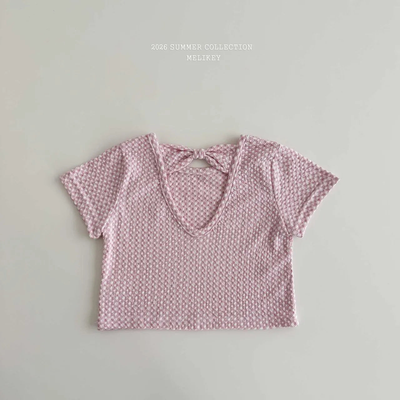 2026 Melikey Summer -愛心後簍空蝴蝶結短TEE 2色 (70-140cm)