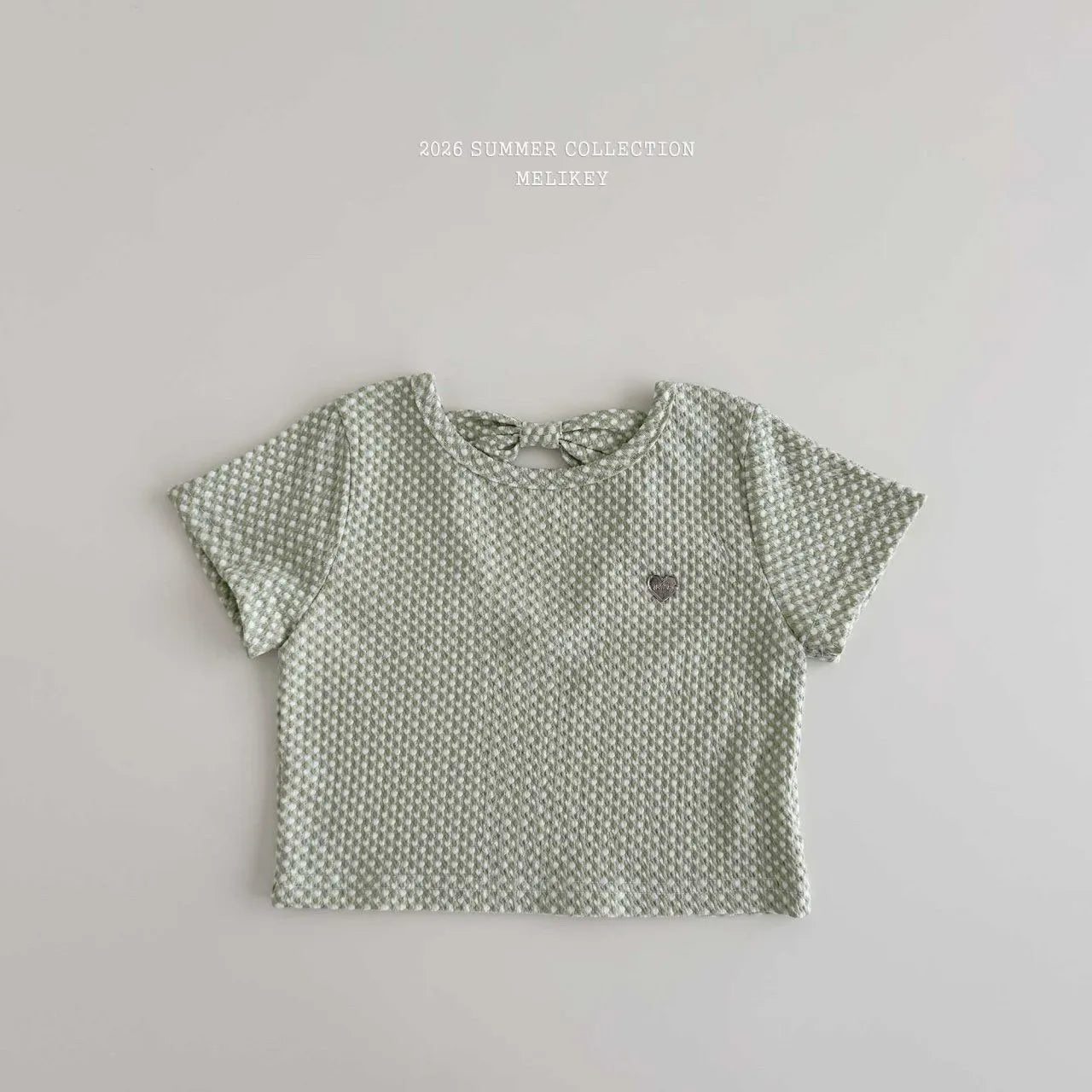 2026 Melikey Summer -愛心後簍空蝴蝶結短TEE 2色 (70-140cm)