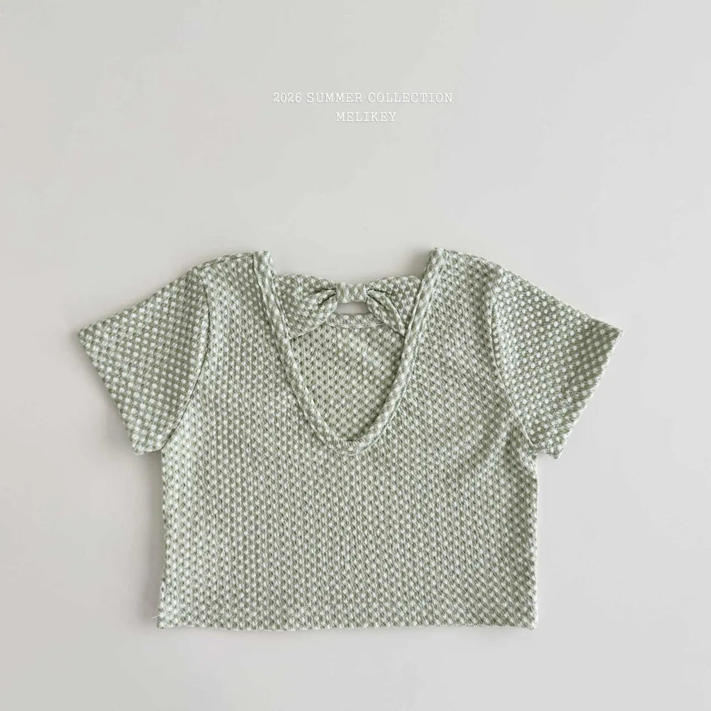 2026 Melikey Summer -愛心後簍空蝴蝶結短TEE 2色 (70-140cm)