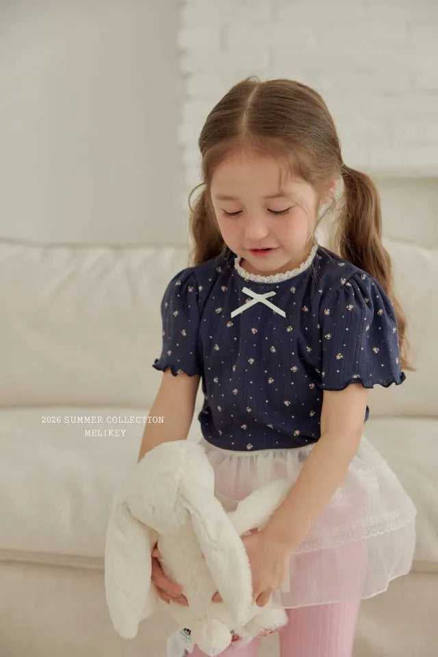 2026 Melikey Summer - 花花蕾絲短TEE 2色 (70-140cm)