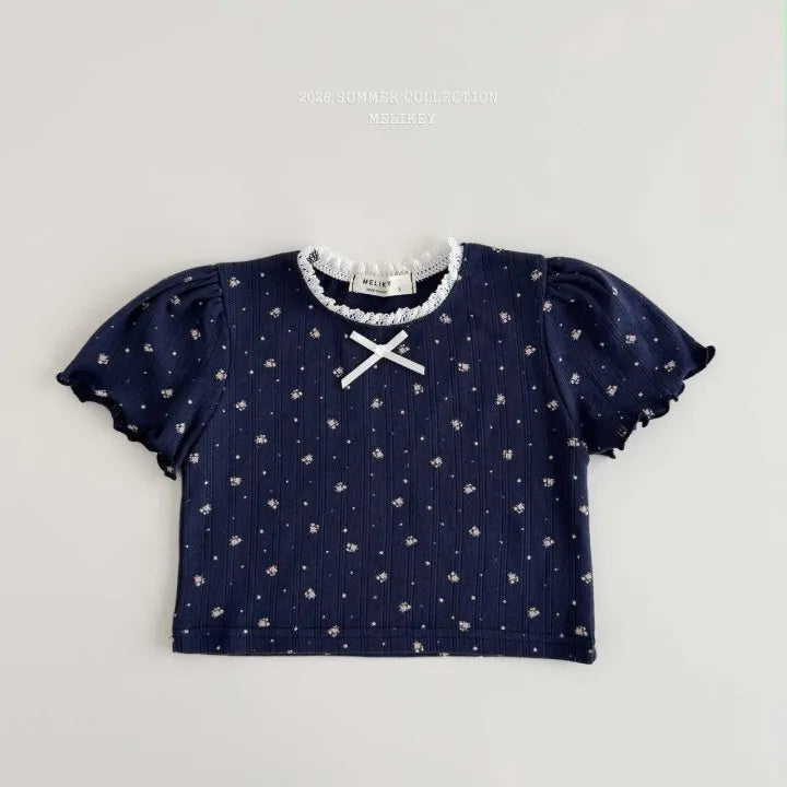 2026 Melikey Summer - 花花蕾絲短TEE 2色 (70-140cm)