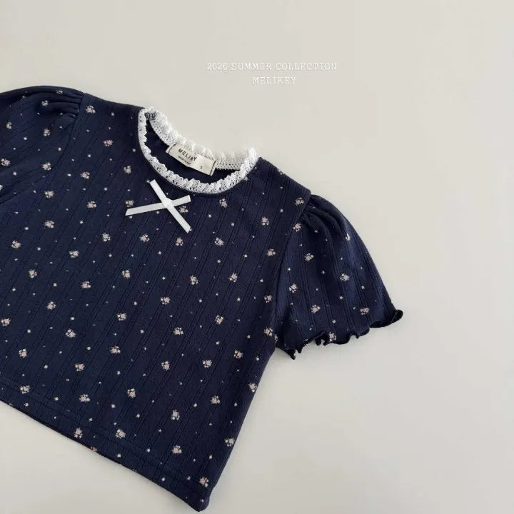 2026 Melikey Summer - 花花蕾絲短TEE 2色 (70-140cm)