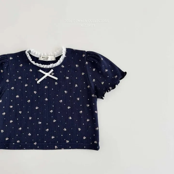 2026 Melikey Summer - 花花蕾絲短TEE 2色 (70-140cm)