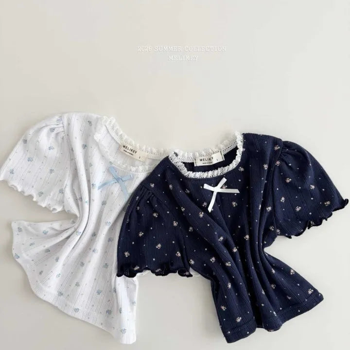 2026 Melikey Summer - 花花蕾絲短TEE 2色 (70-140cm)