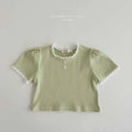 2026 Melikey Summer -坑條蕾絲短TEE 3色 (70-140cm)