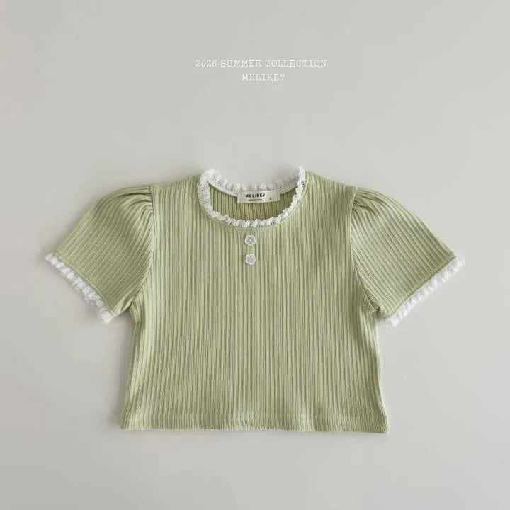 2026 Melikey Summer -坑條蕾絲短TEE 3色 (70-140cm)