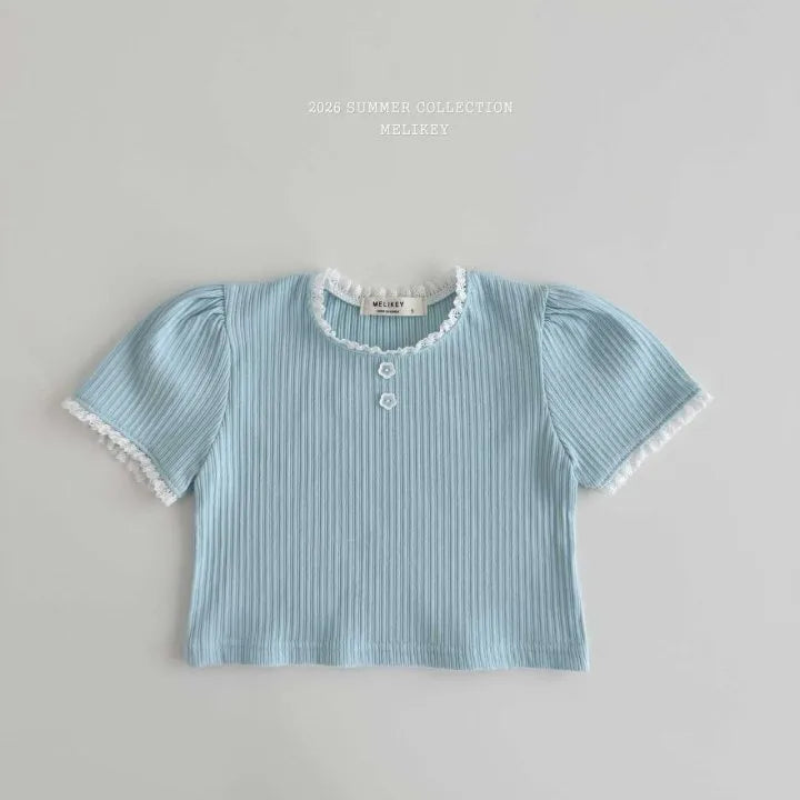 2026 Melikey Summer -坑條蕾絲短TEE 3色 (70-140cm)