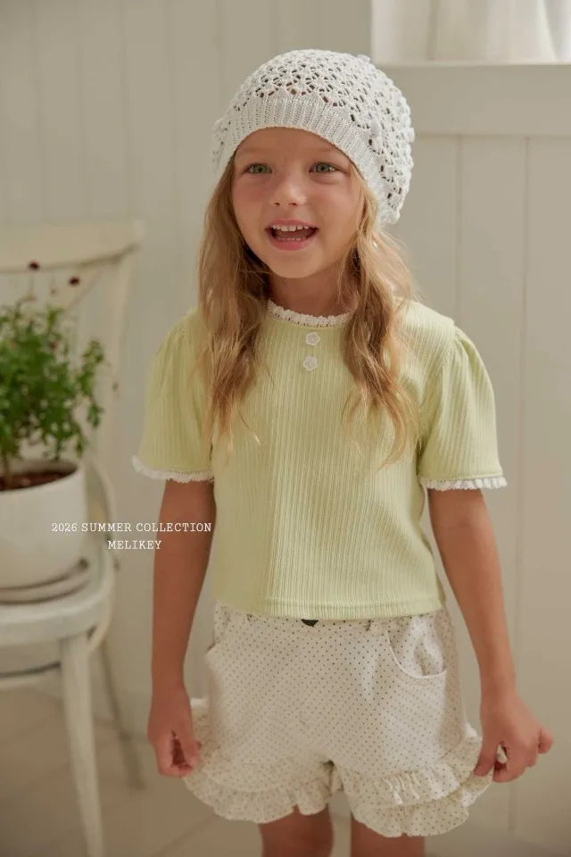 2026 Melikey Summer -坑條蕾絲短TEE 3色 (70-140cm)