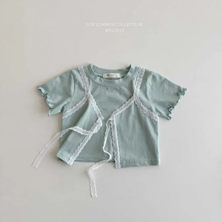 2026 Melikey Summer -蕾絲層次假兩件短TEE 2色 (70-140cm)