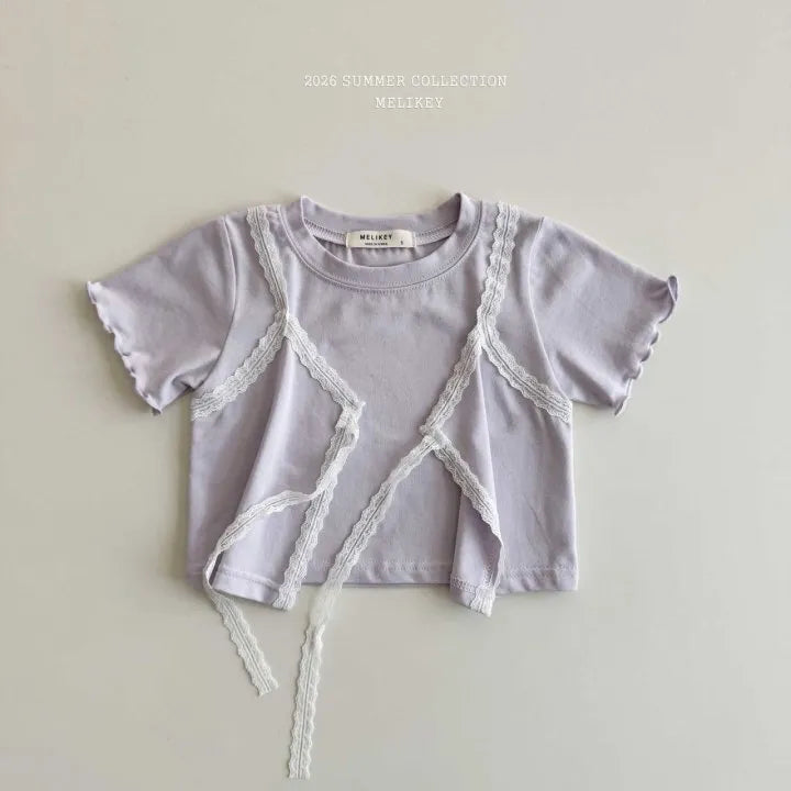 2026 Melikey Summer -蕾絲層次假兩件短TEE 2色 (70-140cm)