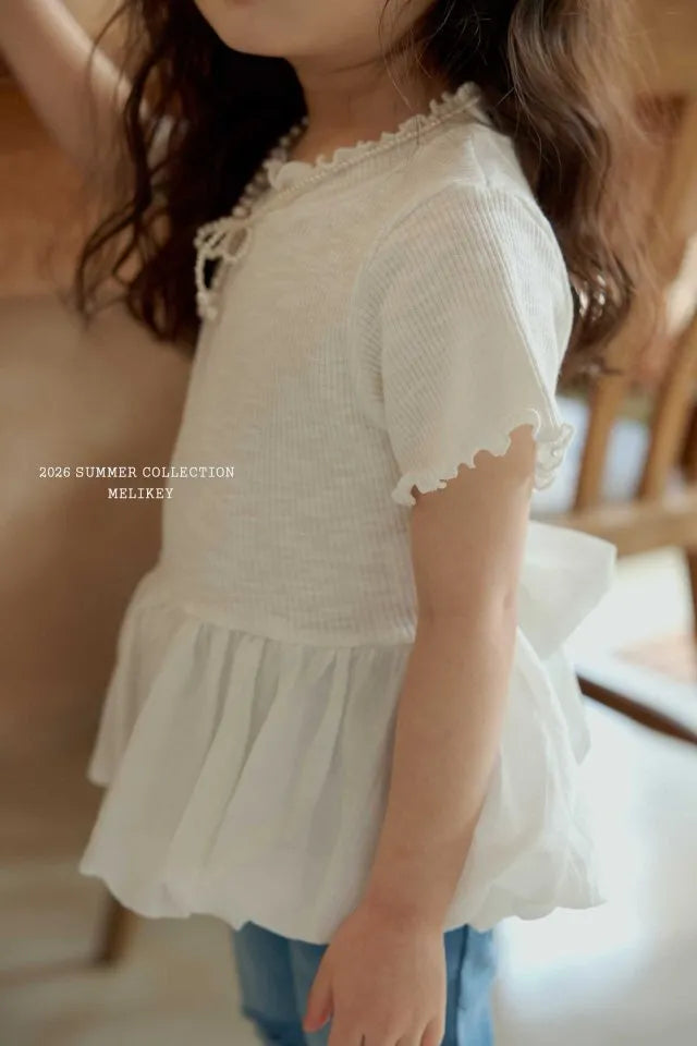 2026 Melikey Summer -捲邊蓬蓬氣球短TEE 2色 (70-140cm)