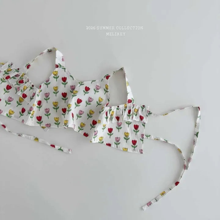 2026 Melikey Summer -Nana荷葉邊綁帶背心 2色 (70-140cm)