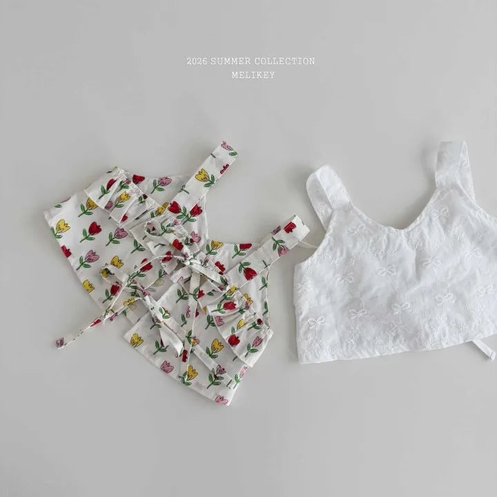 2026 Melikey Summer -Nana荷葉邊綁帶背心 2色 (70-140cm)