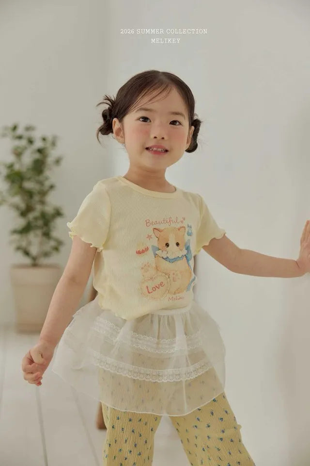2026 Melikey Summer -貓咪捲邊短TEE 3色 (70-140cm)