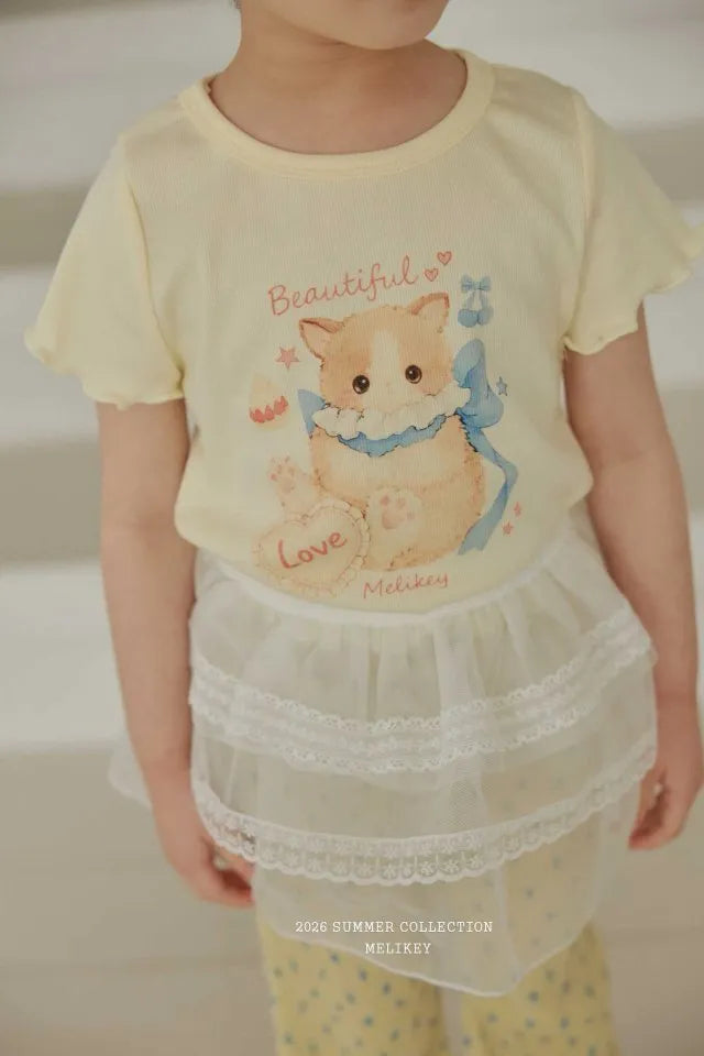 2026 Melikey Summer -貓咪捲邊短TEE 3色 (70-140cm)