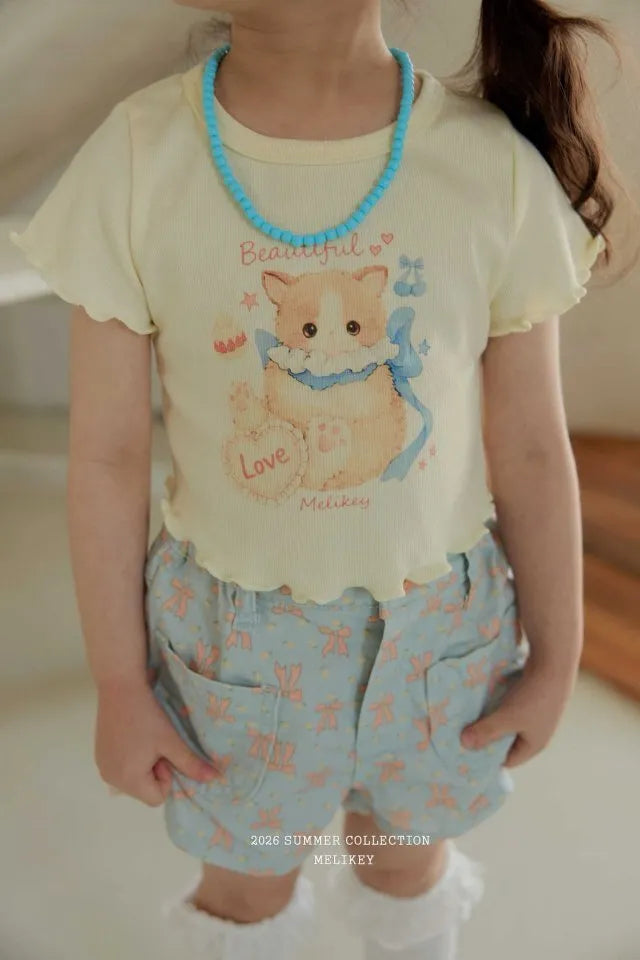 2026 Melikey Summer -貓咪捲邊短TEE 3色 (70-140cm)