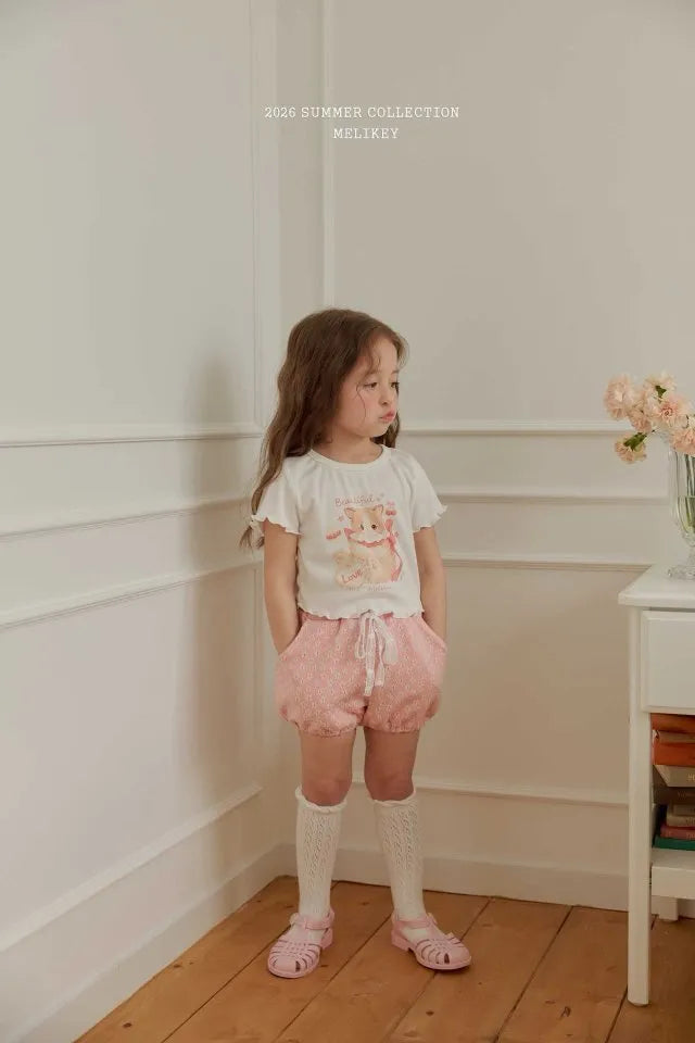 2026 Melikey Summer -貓咪捲邊短TEE 3色 (70-140cm)