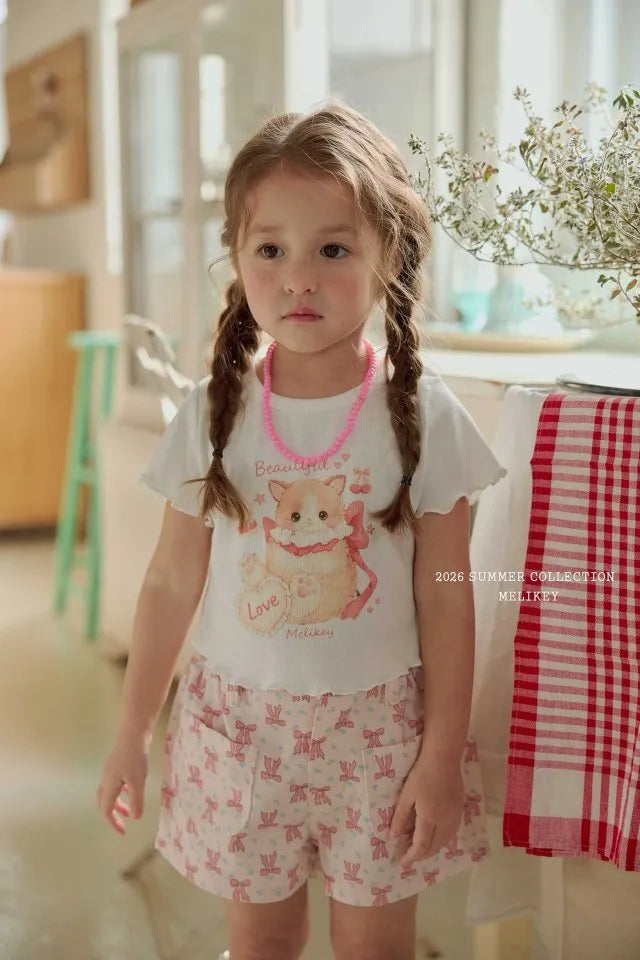 2026 Melikey Summer -貓咪捲邊短TEE 3色 (70-140cm)