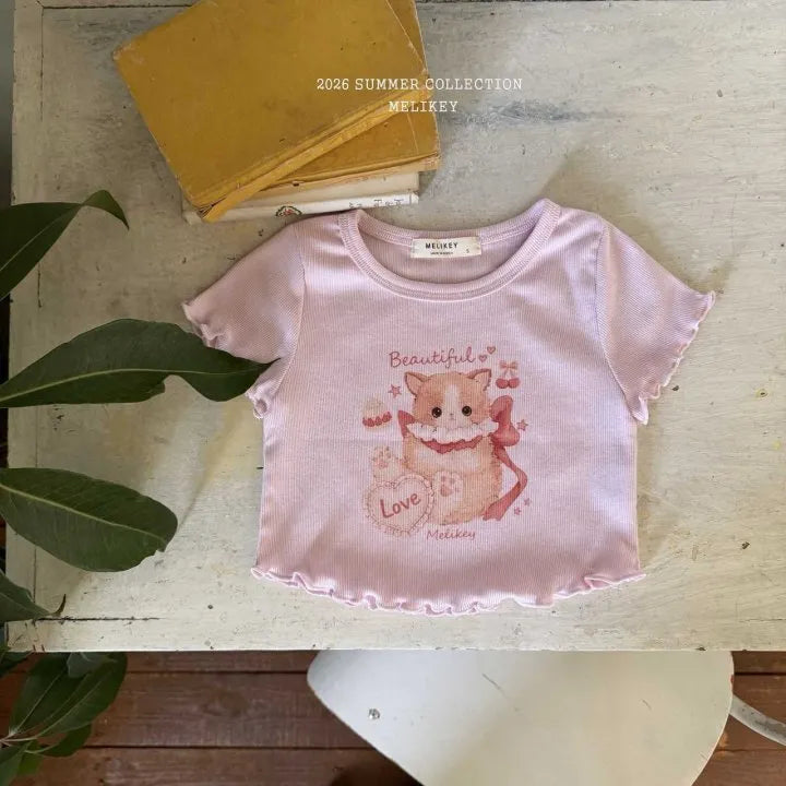 2026 Melikey Summer -貓咪捲邊短TEE 3色 (70-140cm)