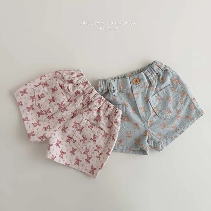 2026 Melikey Summer -蝴蝶結口袋短褲 2色 (70-140cm)
