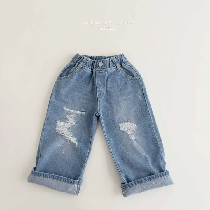 2026 Melikey Summer -刷色破損牛仔褲 2色 (70-140cm)