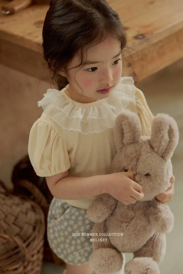 2026 Melikey Summer -雙層荷葉邊蓬袖短TEE 2色 (70-140cm)
