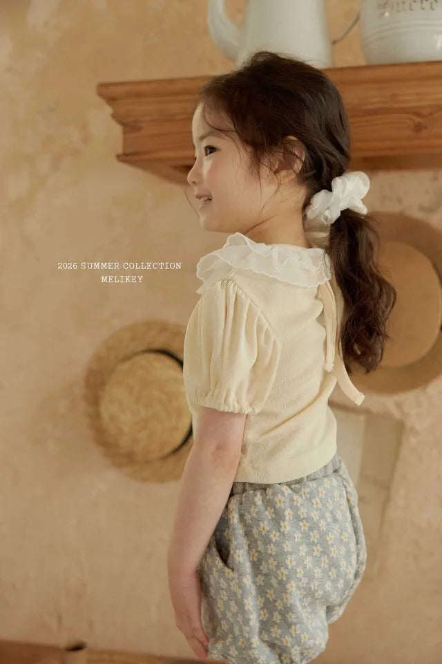 2026 Melikey Summer -雙層荷葉邊蓬袖短TEE 2色 (70-140cm)