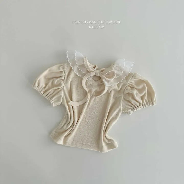 2026 Melikey Summer -雙層荷葉邊蓬袖短TEE 2色 (70-140cm)