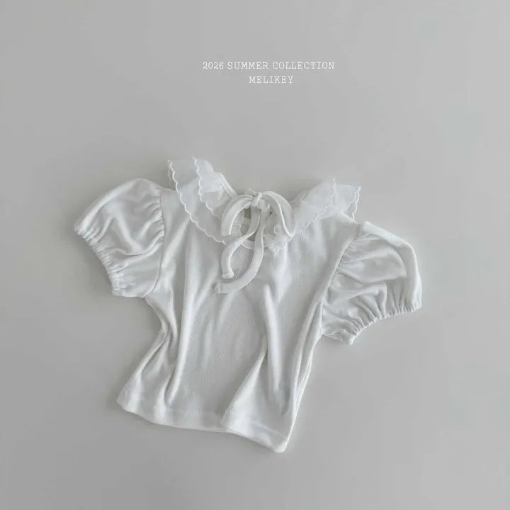 2026 Melikey Summer -雙層荷葉邊蓬袖短TEE 2色 (70-140cm)