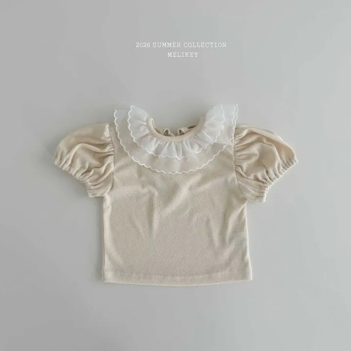 2026 Melikey Summer -雙層荷葉邊蓬袖短TEE 2色 (70-140cm)