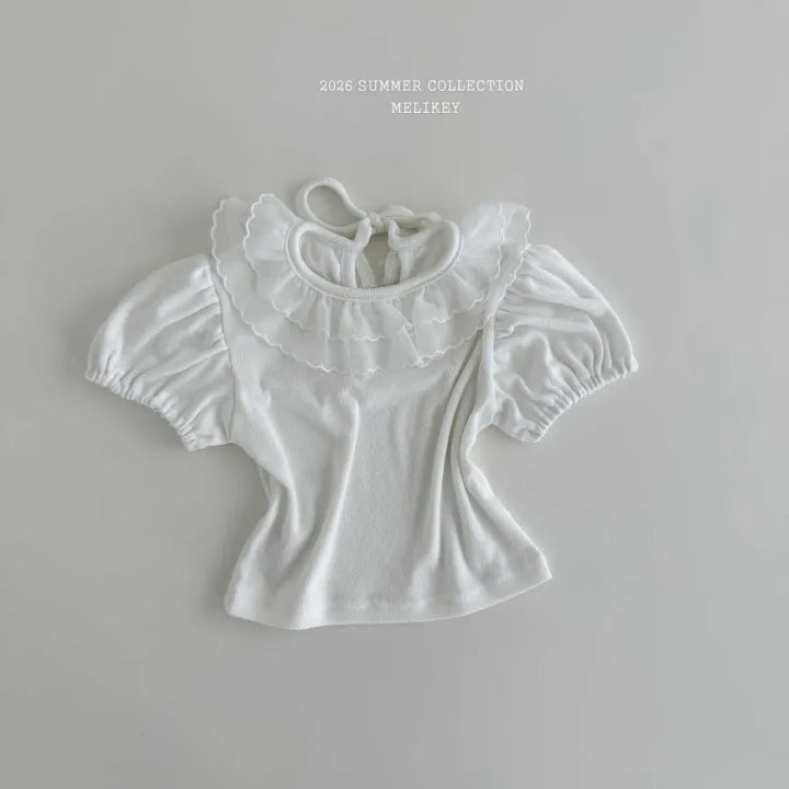 2026 Melikey Summer -雙層荷葉邊蓬袖短TEE 2色 (70-140cm)