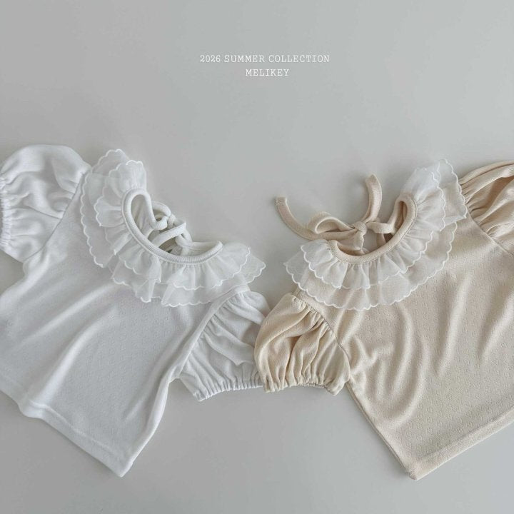 2026 Melikey Summer -雙層荷葉邊蓬袖短TEE 2色 (70-140cm)