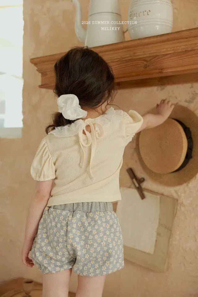 2026 Melikey Summer -雙層荷葉邊蓬袖短TEE 2色 (70-140cm)