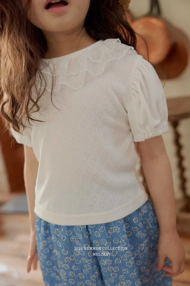 2026 Melikey Summer -雙層荷葉邊蓬袖短TEE 2色 (70-140cm)