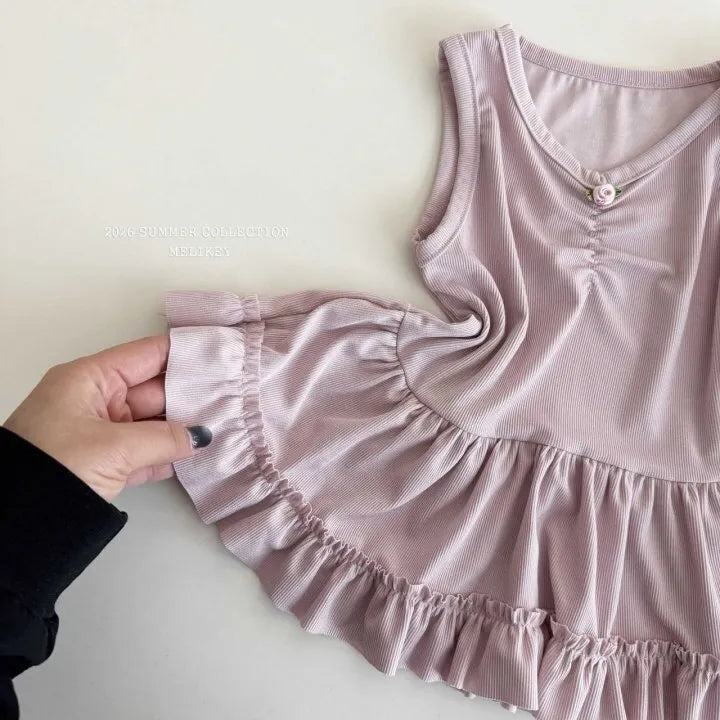 2026 Melikey Summer -抓皺荷葉邊背心 2色 (70-140cm)